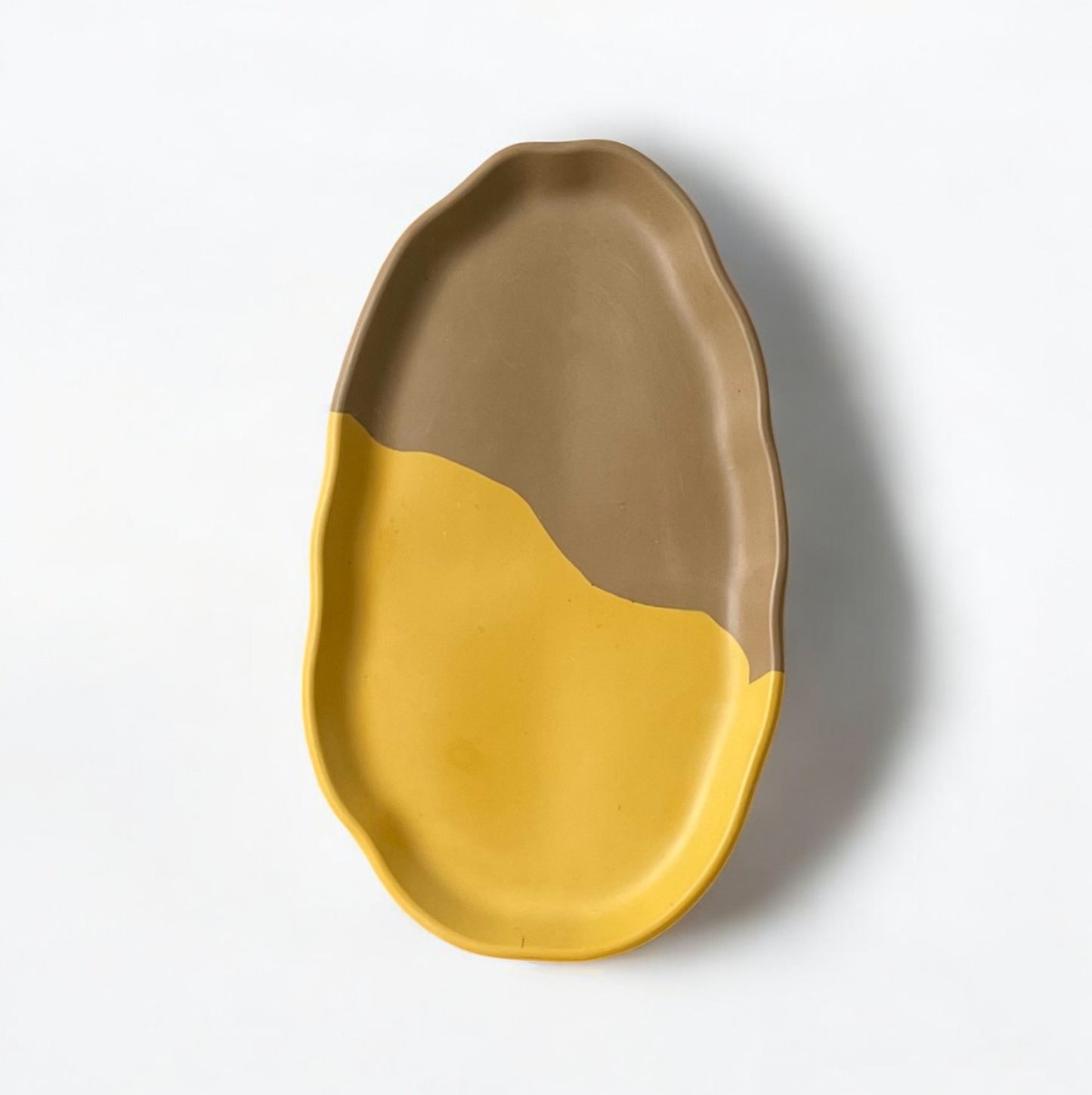 Oval Accent Tray | Brown & Yellow