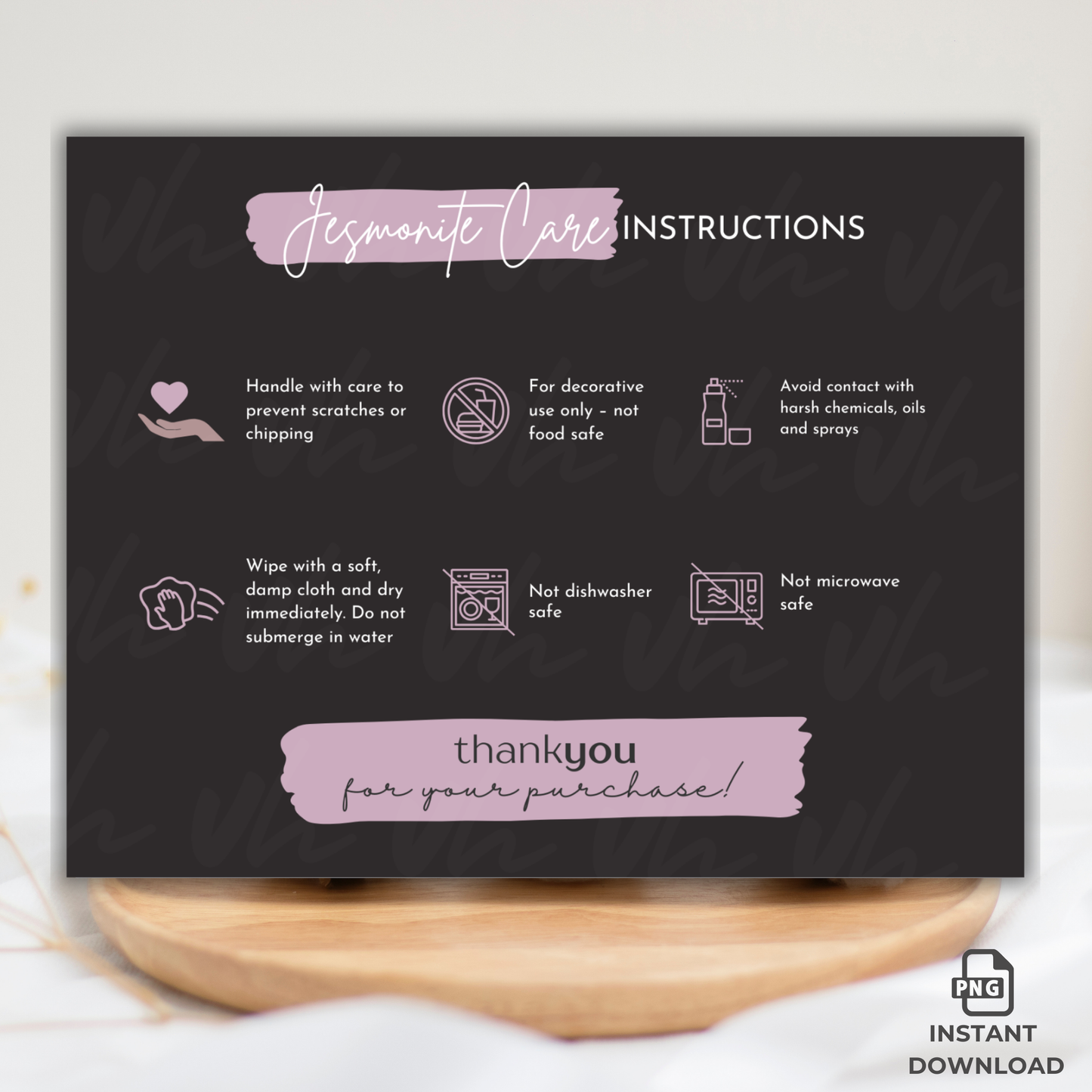 Jesmonite Care Card - PNG | Instant Download