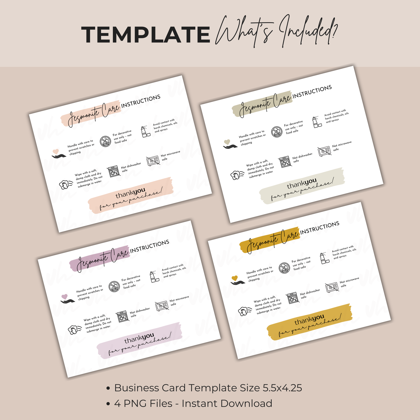 Jesmonite Care Card - PNG | Instant Download