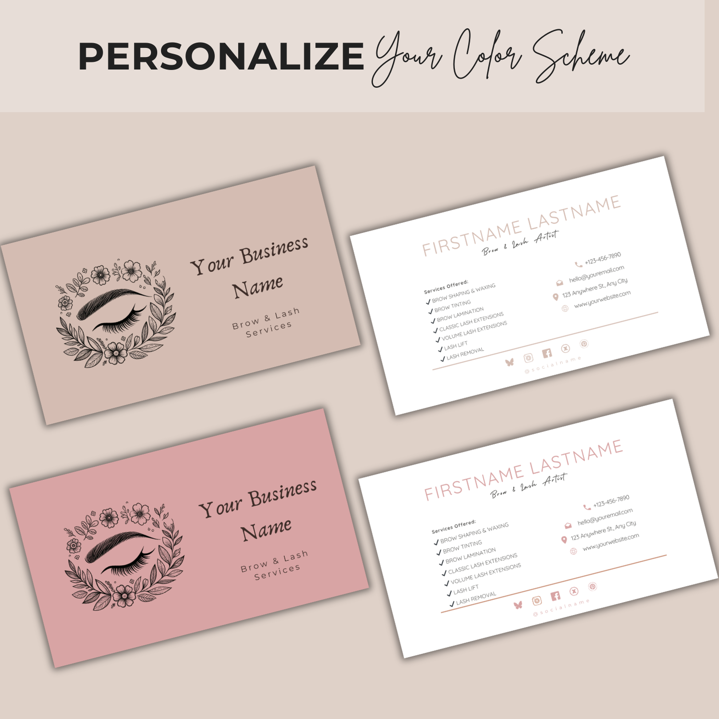 Modern Business Card Template | Lash/Eyebrow Artist
