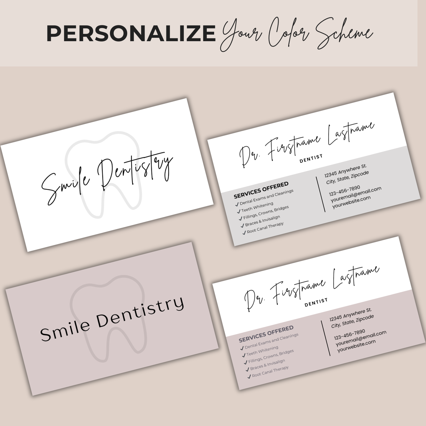Editable Dental Business Card Template | Canva Template