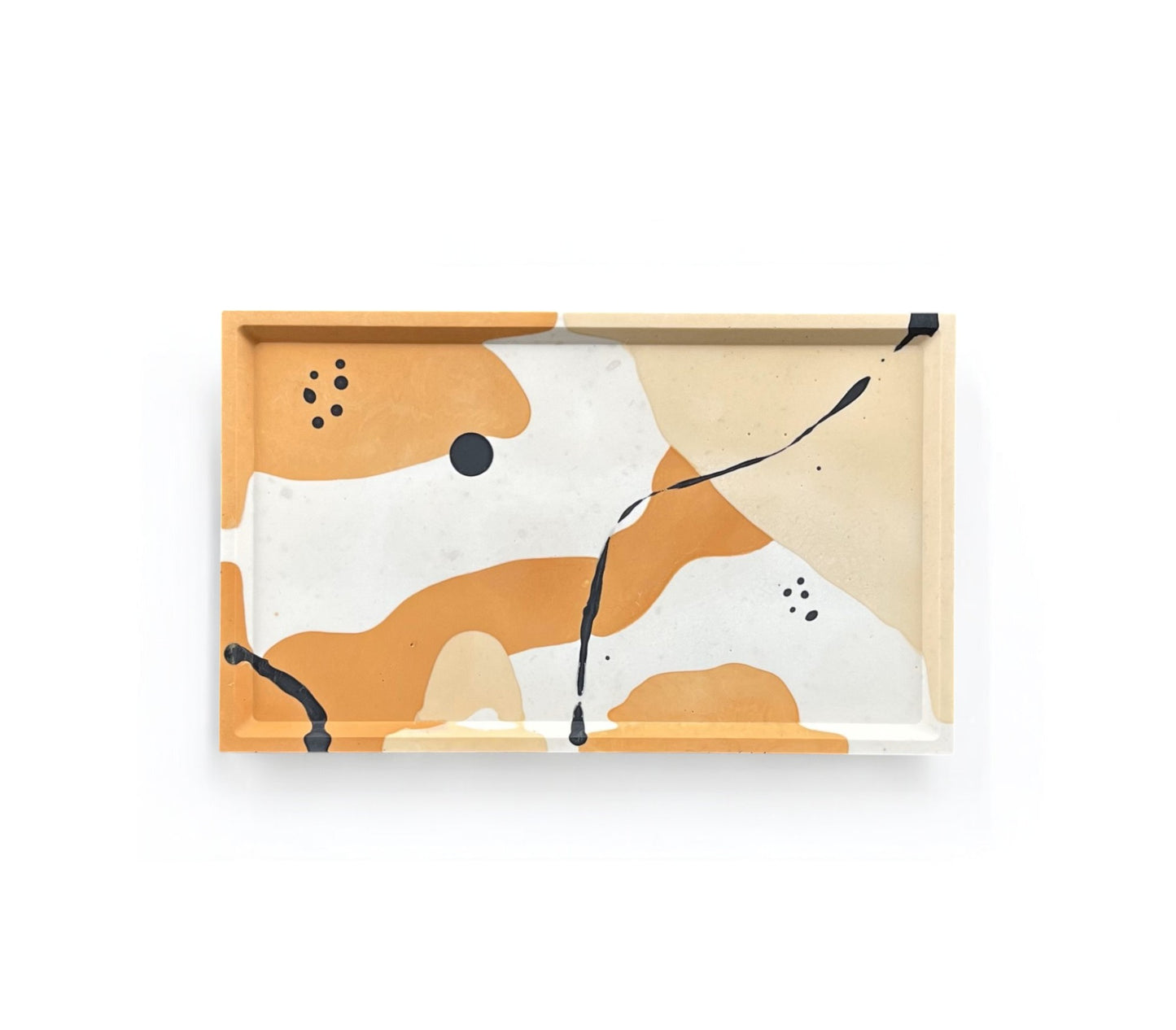 Flat Rectangle Tray | Orange Abstract