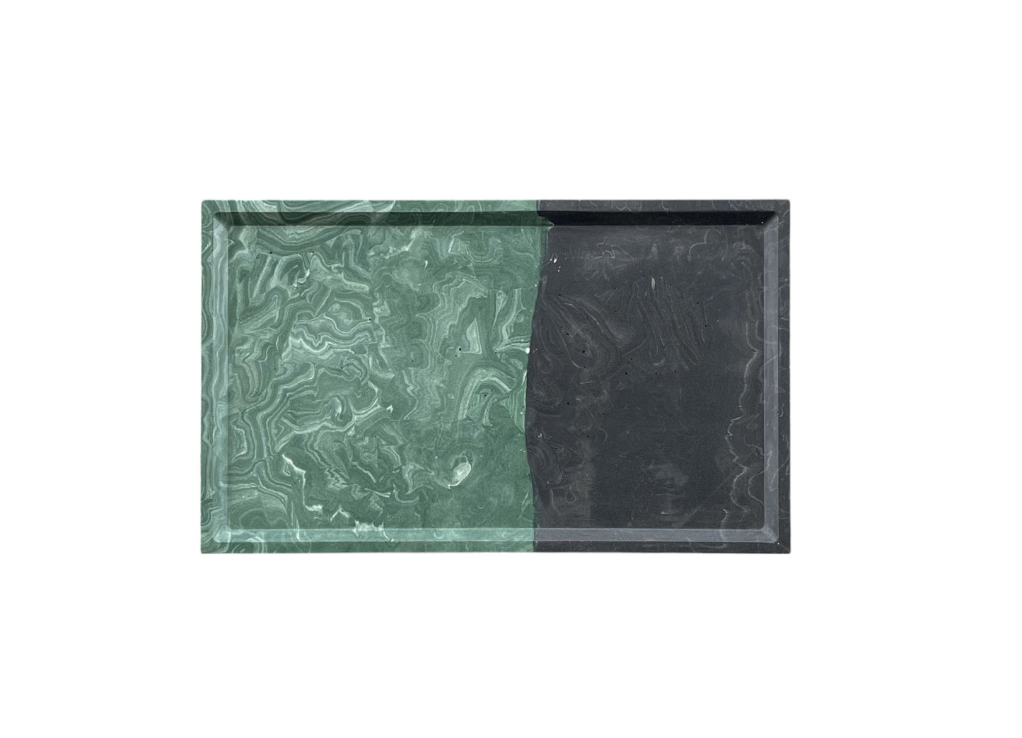 Flat Rectangle Tray | Black & Green