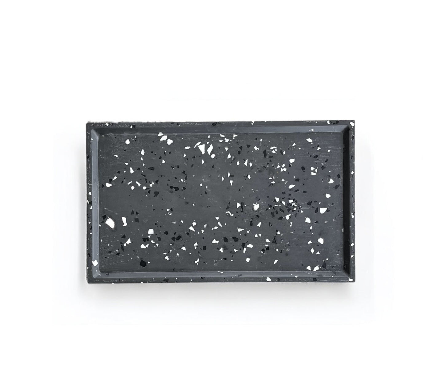 Flat Rectangle Tray | Grey - White & Black Terrazzo