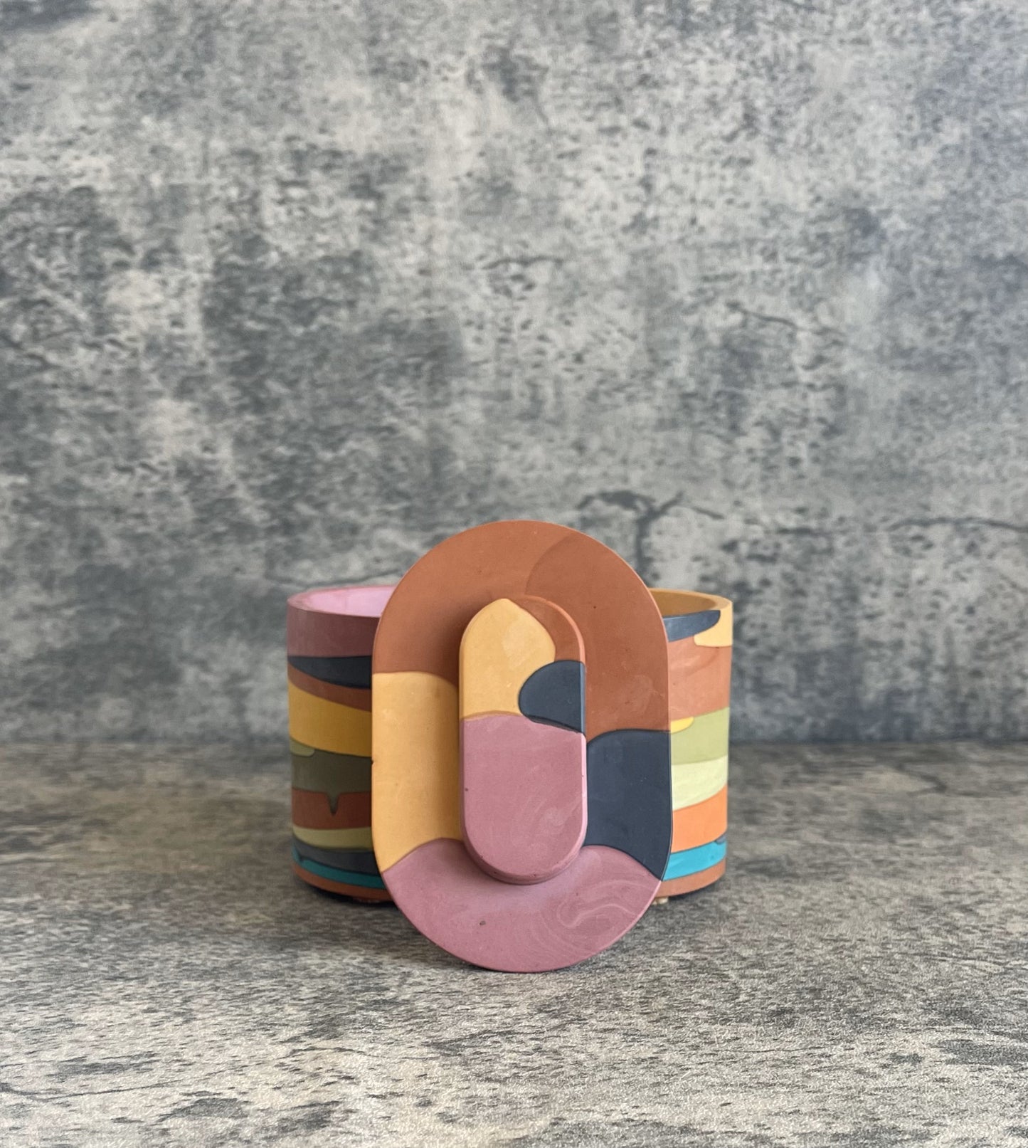 Small Storage Pot w/ Top | Multicolor