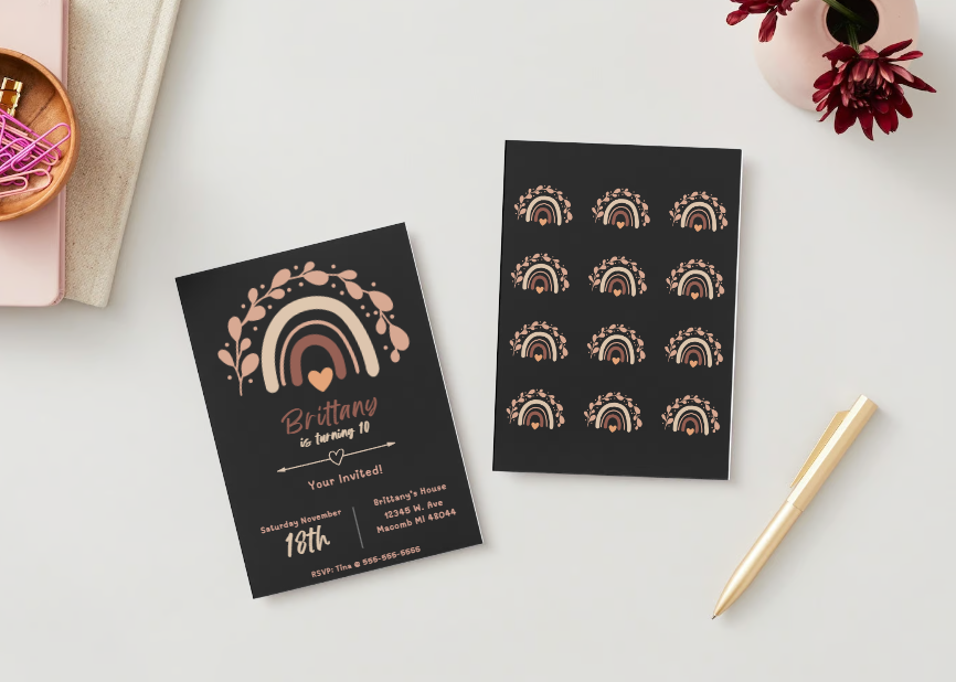 Girls Boho Birthday Invitation Template | Canva Pro