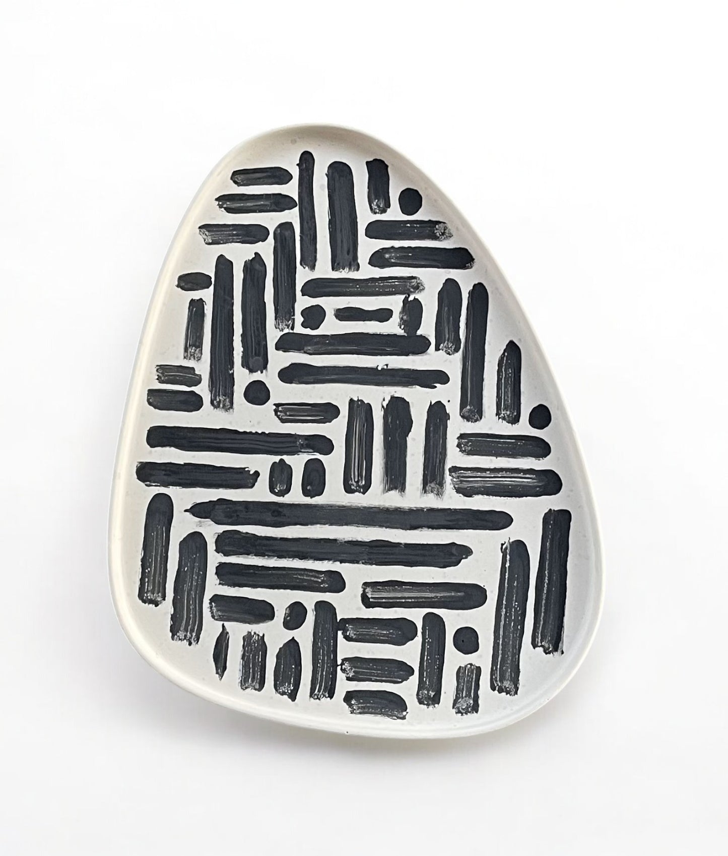 Large Triangle Tray | Black + White Abstract
