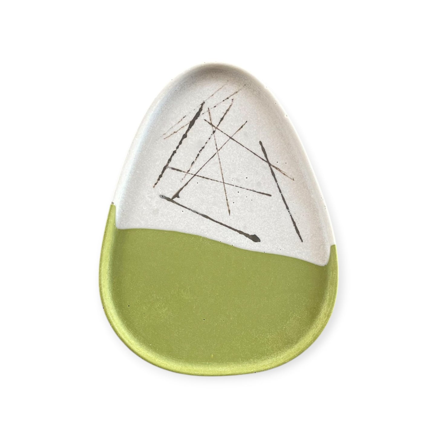 Medium Triangle Tray | Off White & Green