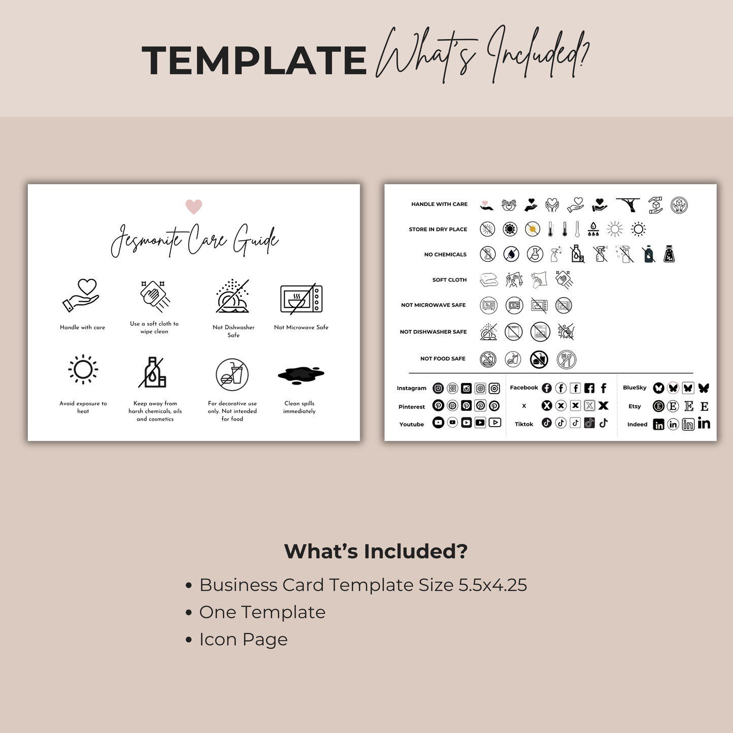 Jesmonite Care Card Template | Editable in Canva
