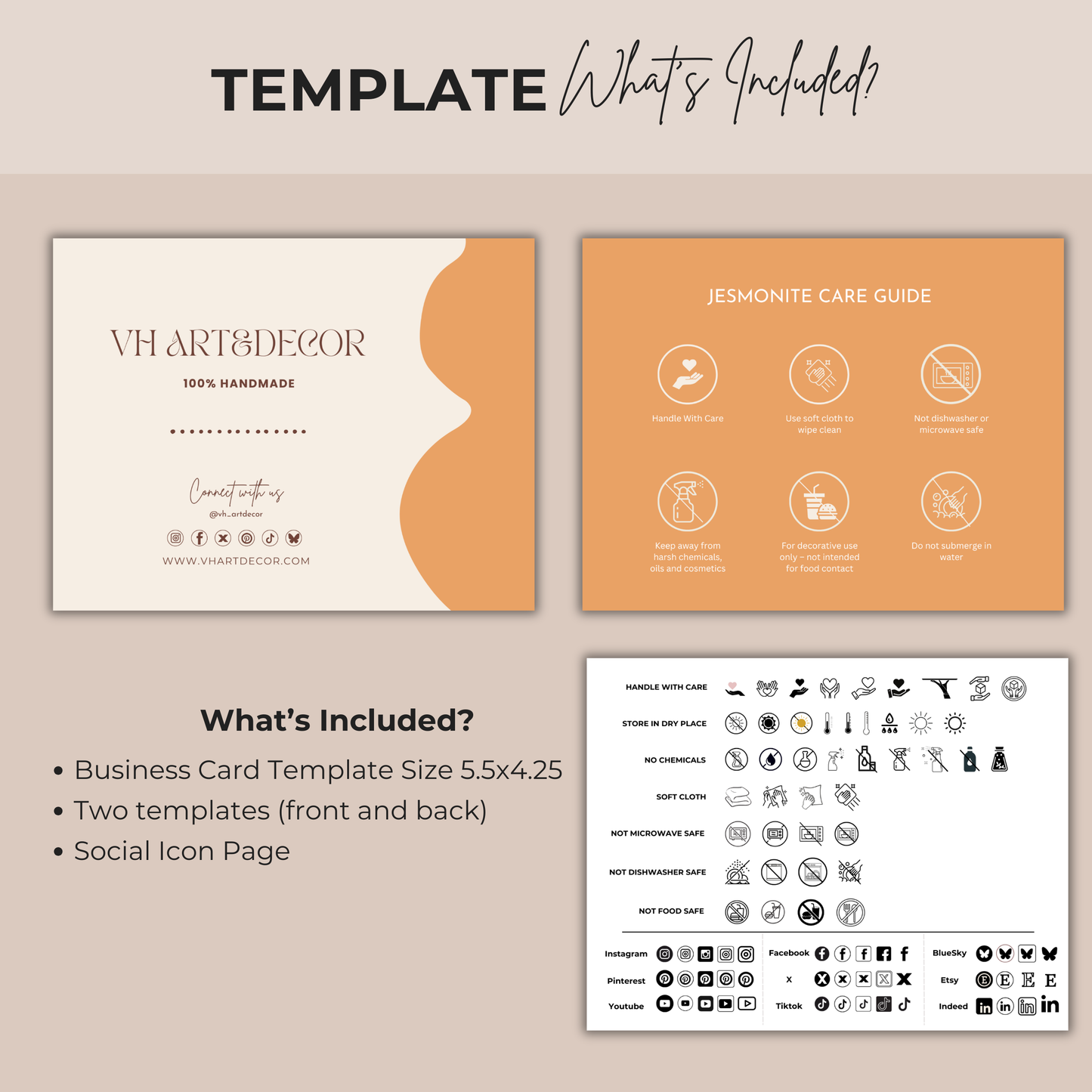 Jesmonite Care Card | Care Card Template | Jesmonite Instructions