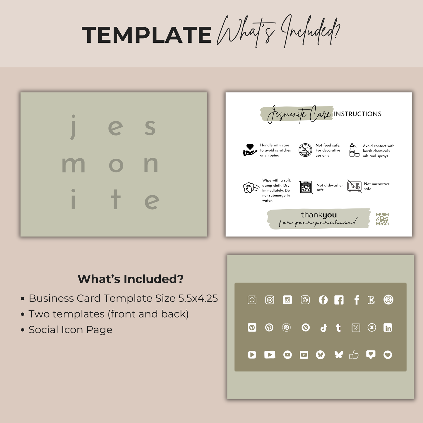 Jesmonite Care Card Template | QR Code