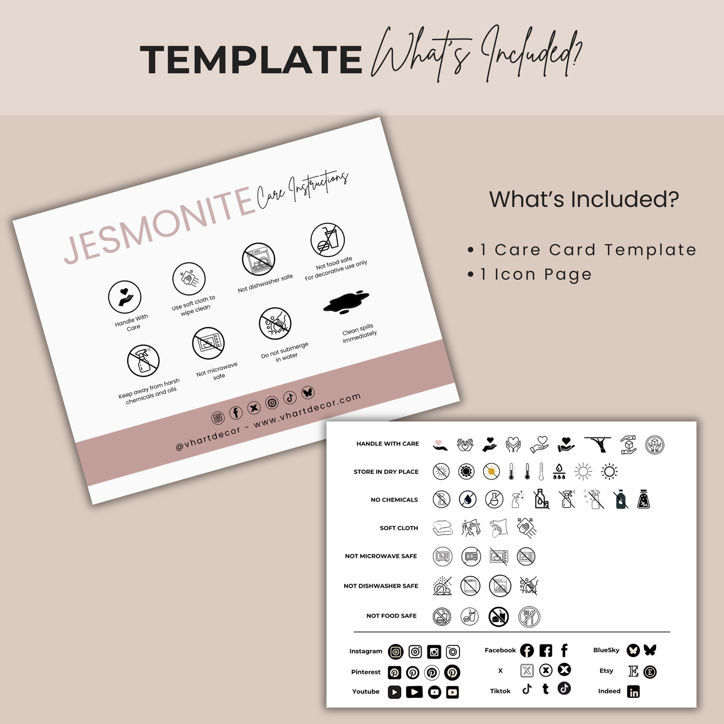 Jesmonite Care Card | Care Card Template | Jesmonite Instructions
