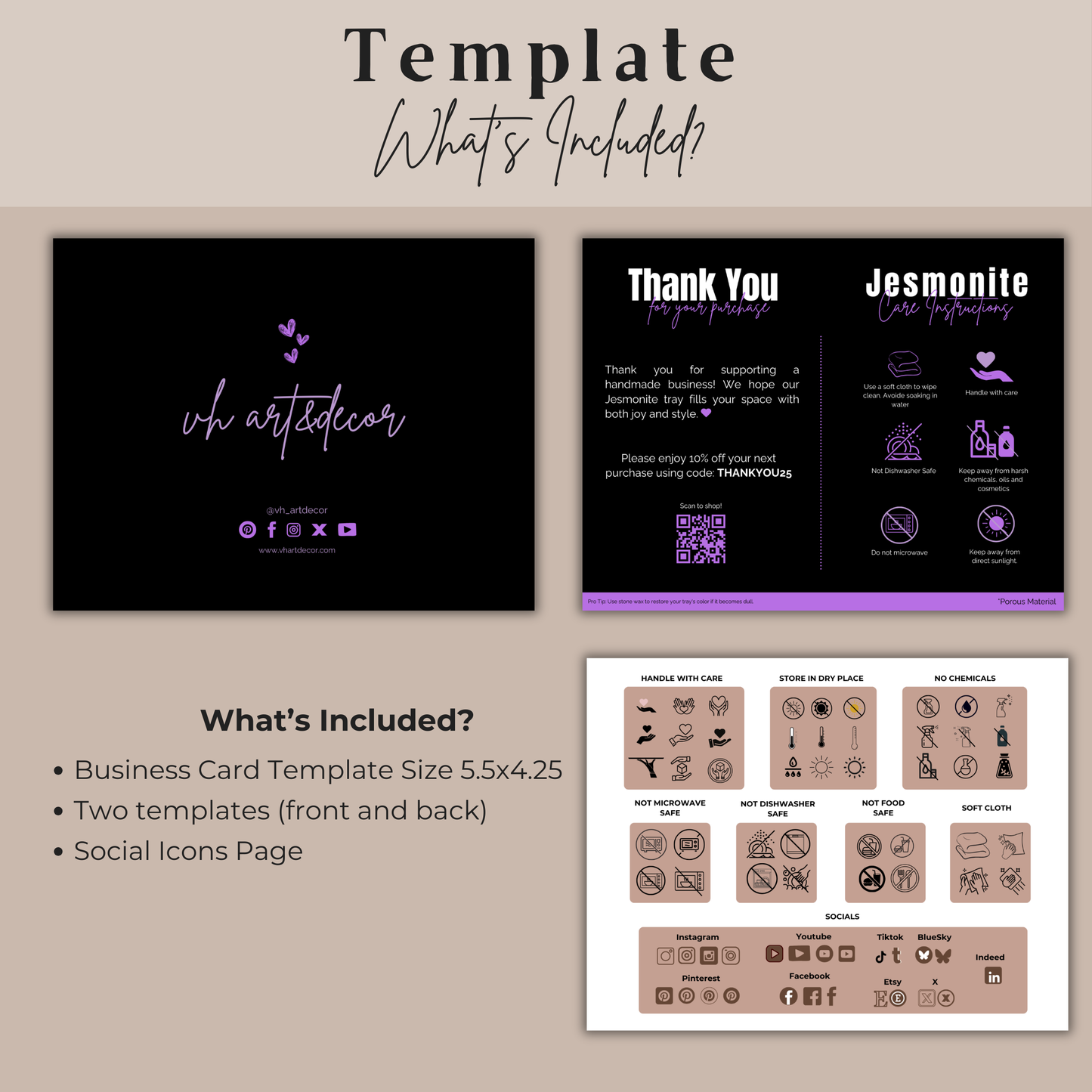 Jesmonite Care Card | Care Card Template | Jesmonite Instructions