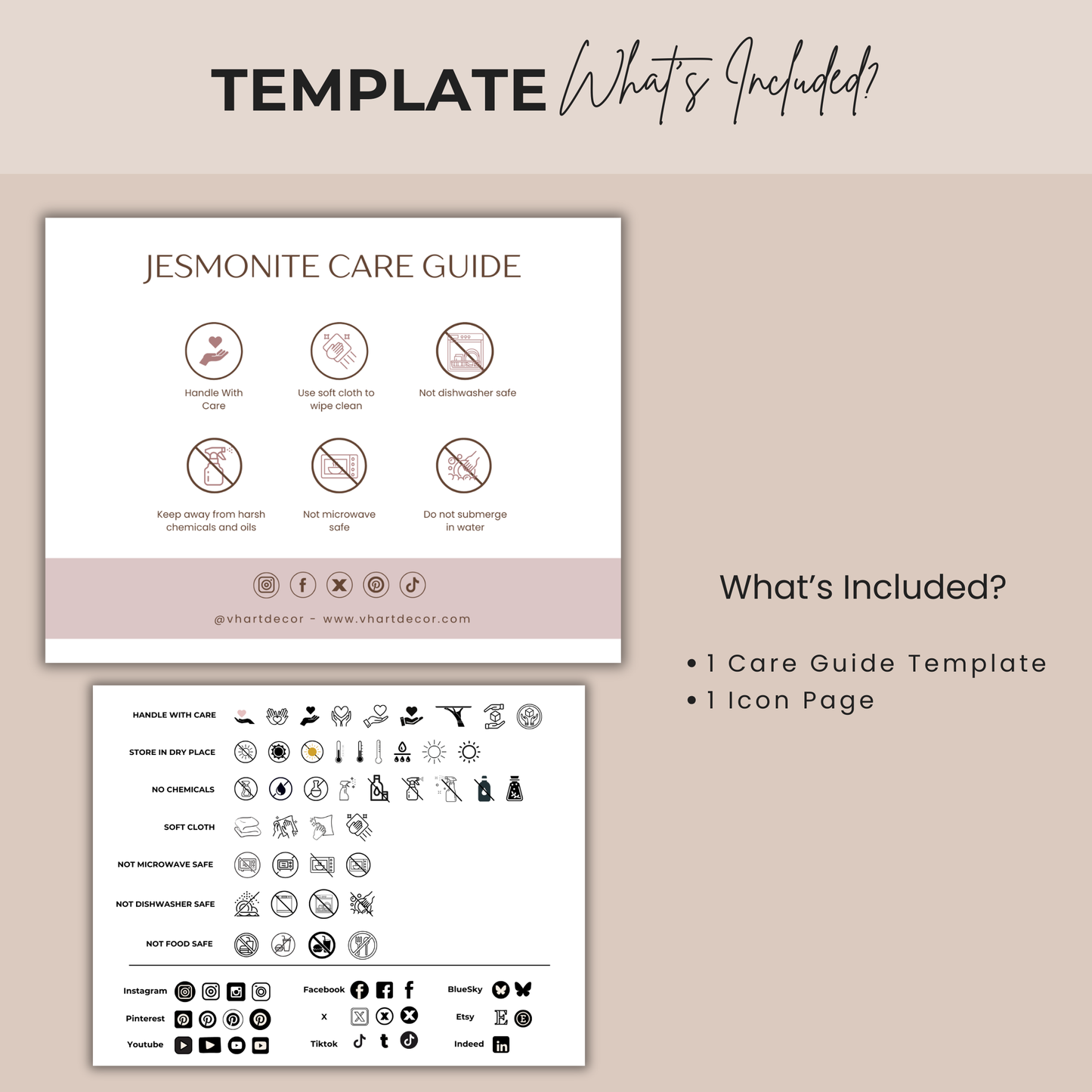 Jesmonite Care Card | Care Card Template | Jesmonite Instructions