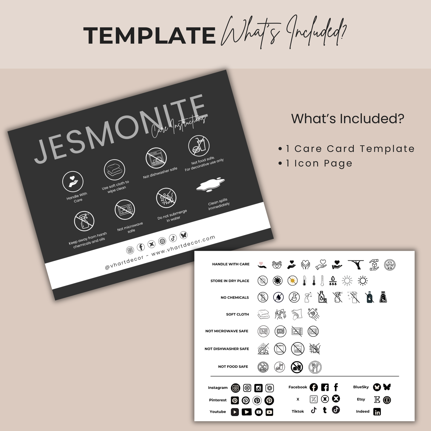 Jesmonite Care Card | Care Card Template | Jesmonite Instructions