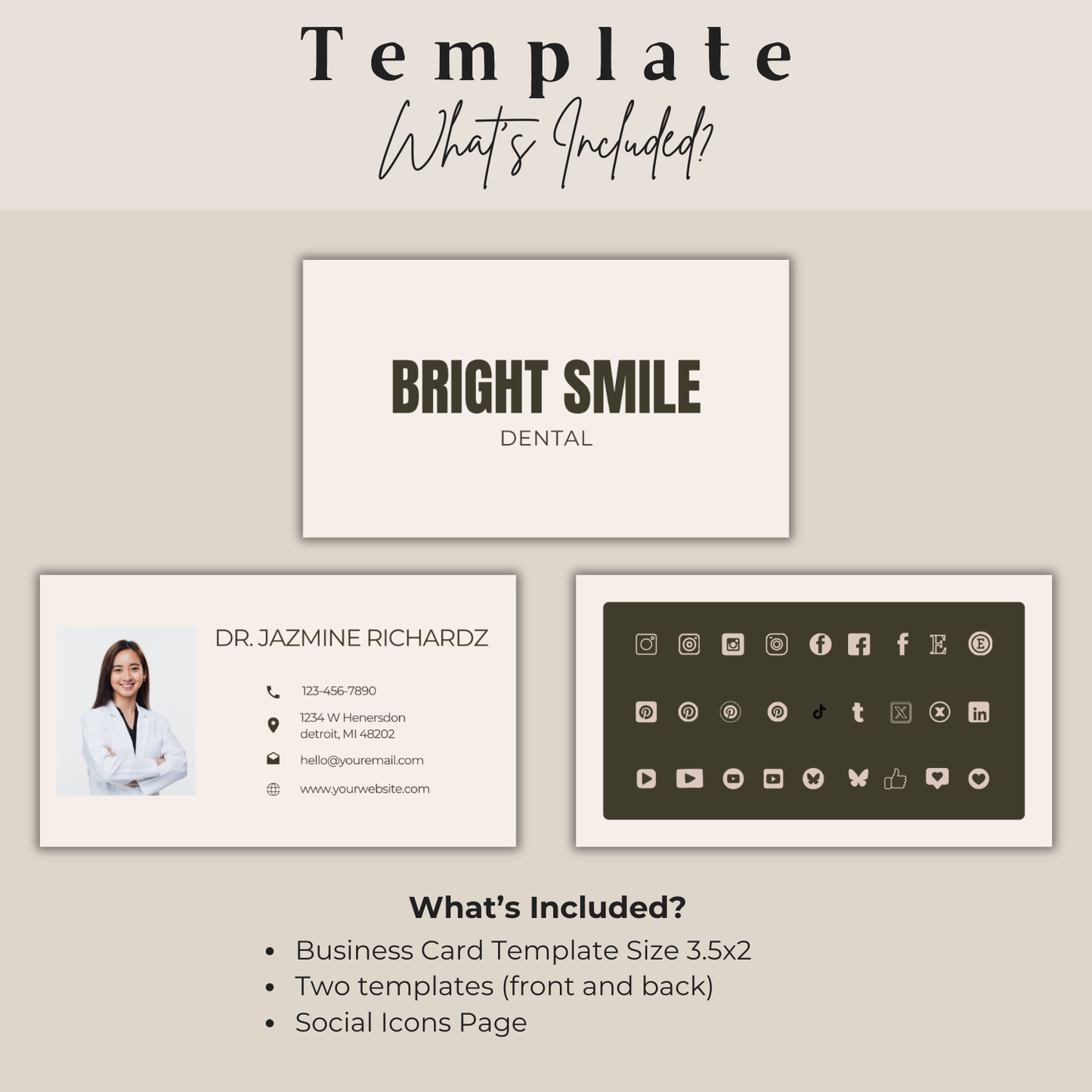 Editable Dental Business Card Template | Canva Template