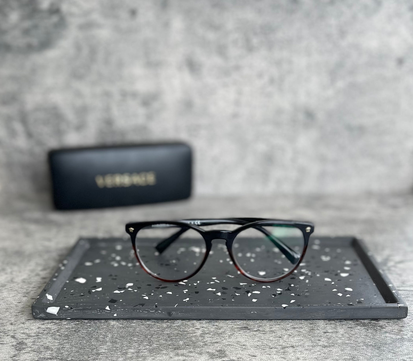 Flat Rectangle Tray | Grey - White & Black Terrazzo