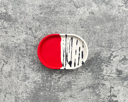 Oval Trinket Dish | Red, White, Black