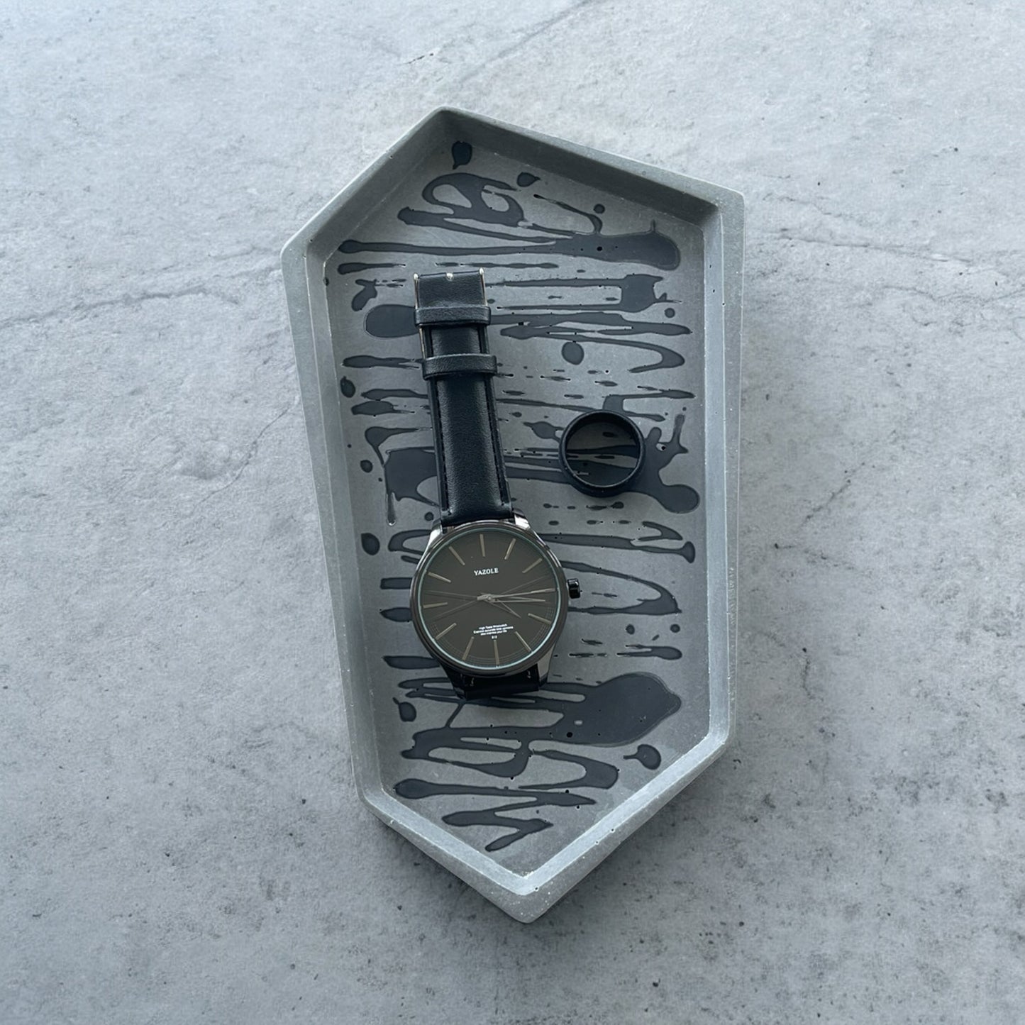 Small Accent Tray | Grey and Black