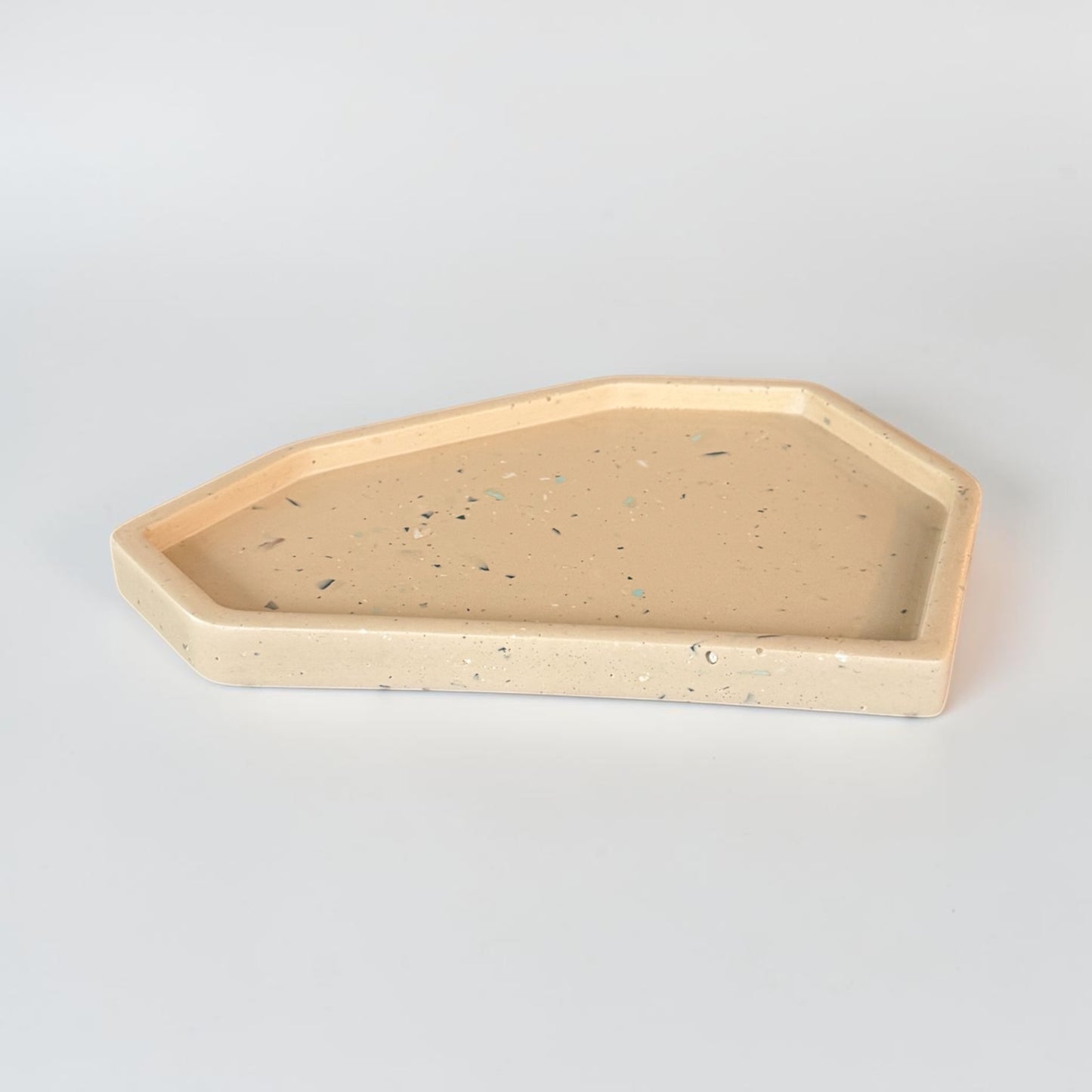Medium Abstract Tray | Tan & Aqua Terrazzo