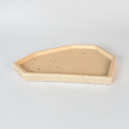 Medium Abstract Tray | Tan & Aqua Terrazzo