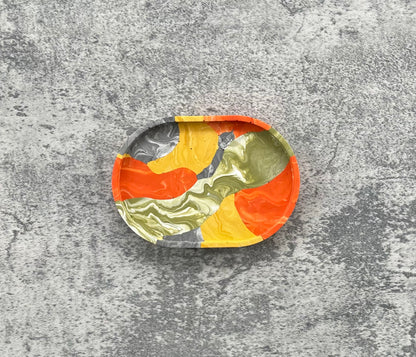 Oval Trinket Dish | Yellow, Green, Orange