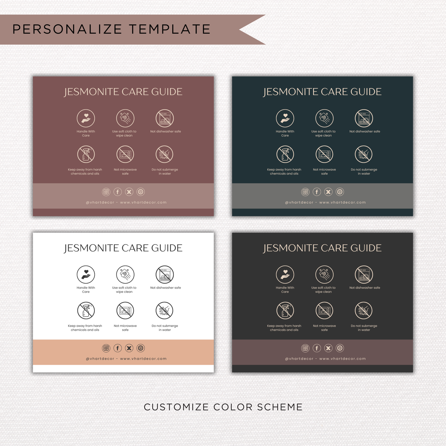 Jesmonite Care Card | Canva Template