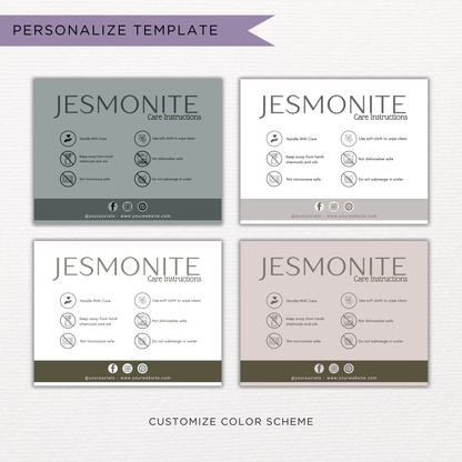 Jesmonite Care Card | Canva Template