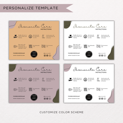 Jesmonite Care Card Template | Editable in Canva