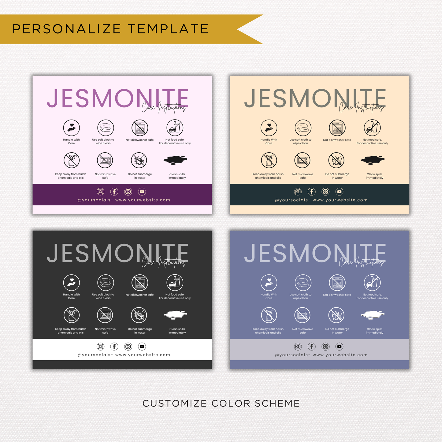 Jesmonite Care Card | Canva Template