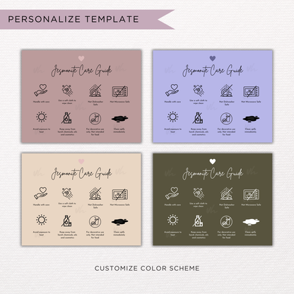 Jesmonite Care Card Template | Editable in Canva