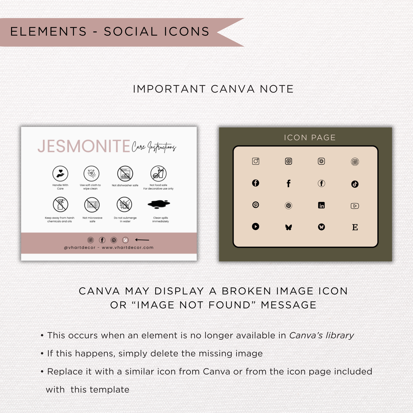Jesmonite Care Card | Canva Template