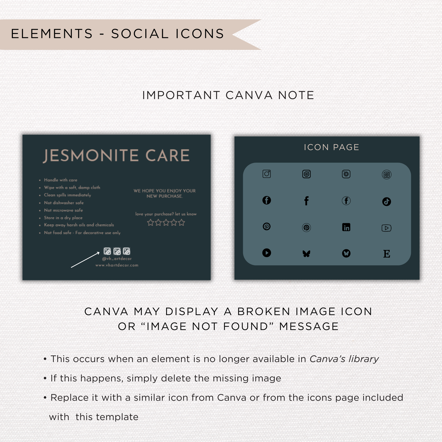 Jesmonite Care Card | Canva Template
