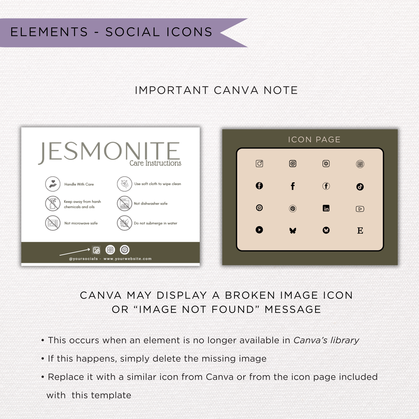 Jesmonite Care Card | Canva Template