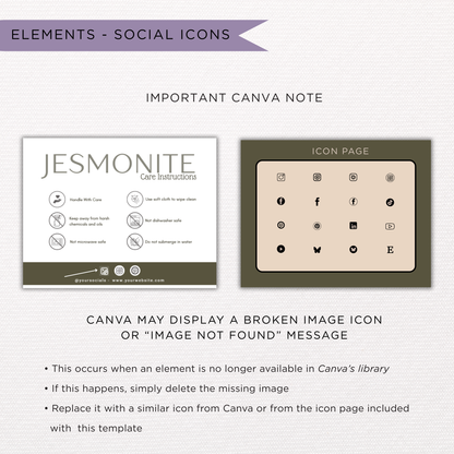 Jesmonite Care Card | Canva Template