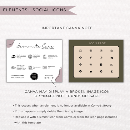 Jesmonite Care Card Template | Editable in Canva