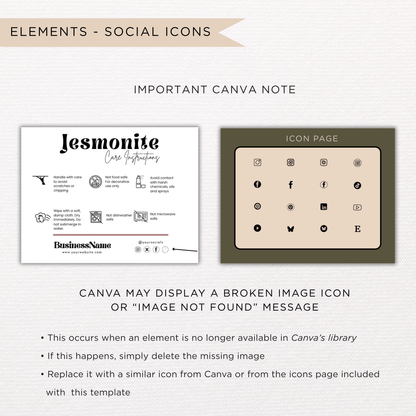 Jesmonite Care Card Template | Canva Template