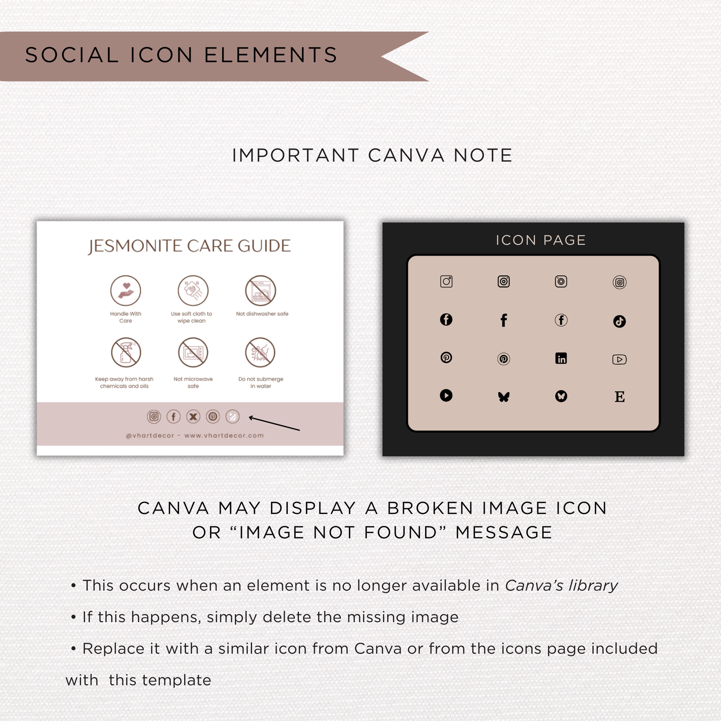 Jesmonite Care Card | Canva Template