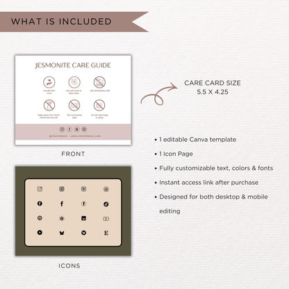 Jesmonite Care Card | Canva Template
