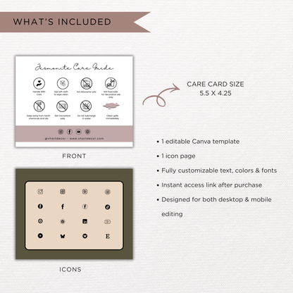 Jesmonite Care Card | Canva Template