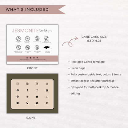 Jesmonite Care Card | Canva Template