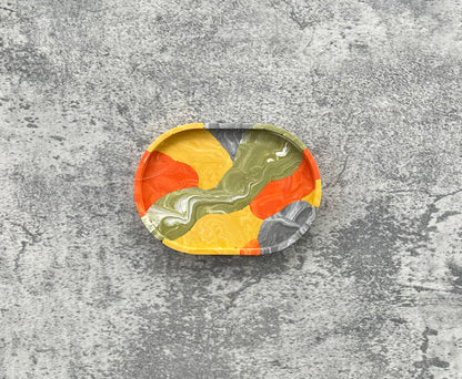 Oval Trinket Dish | Yellow, Green, Orange