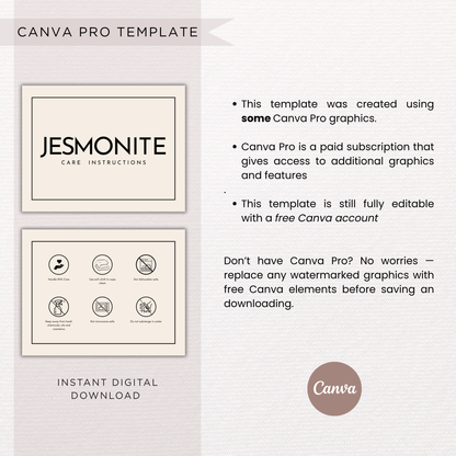 Jesmonite Care Card | Canva Template