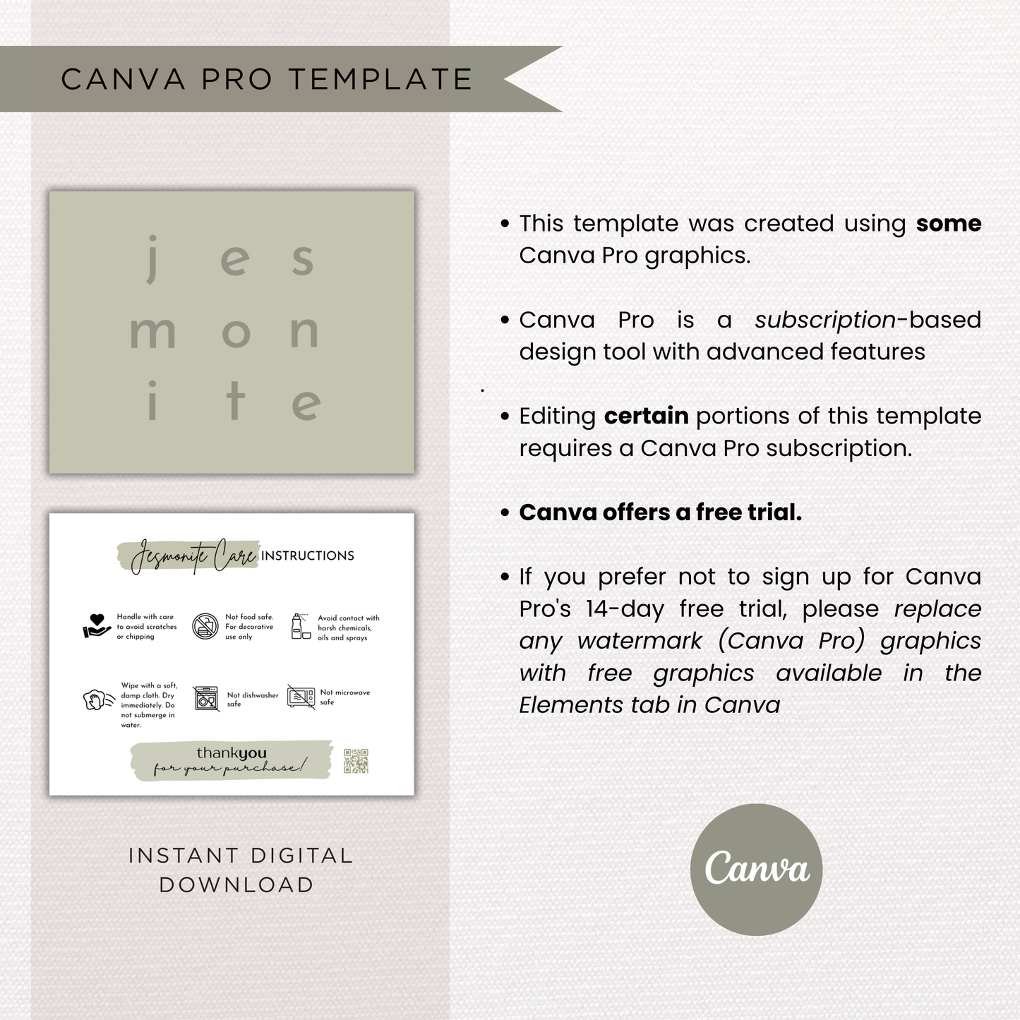 Jesmonite Care Card | QR Code