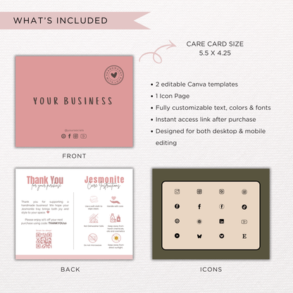 Jesmonite Care Card | Canva Template