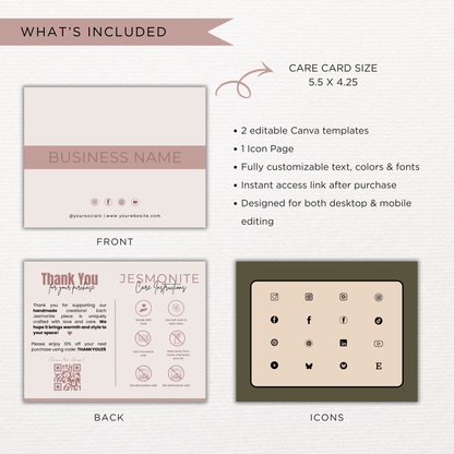 Jesmonite Care Card | Canva Template