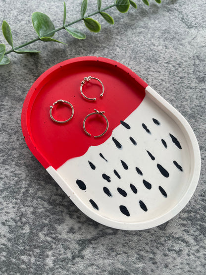 Oval Trinket Dish | Red, White, Black