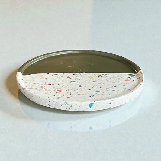 Flat Circle Tray | Green + Terrazzo