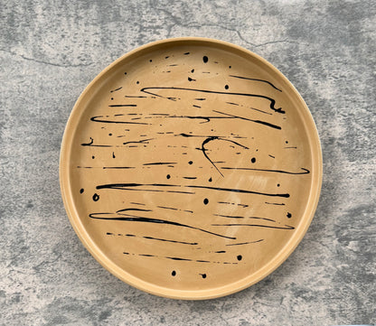 Large Circle Accent Tray | Light Brown & Black