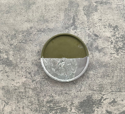 Flat Circle Tray | Green + Grey